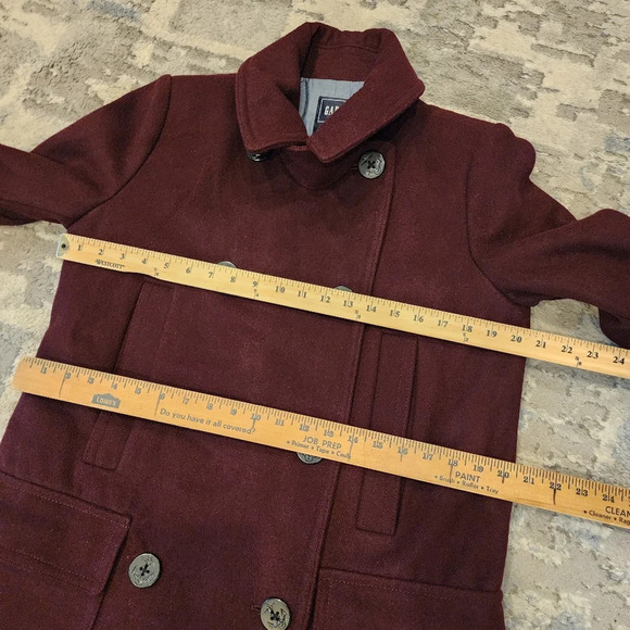 GAP Wool-blend Burgundy Double-breasted Long Pea Coat Heavy Women's Size Large - Picture 14 of 16